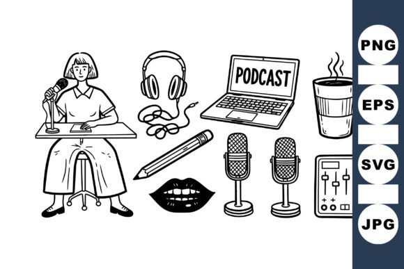 A Podcast Vector Set for Authentic Crafts and Graphics