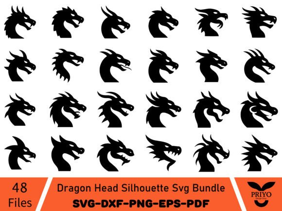 Dragon Head Silhouette Graphics for Crafts & Commerce