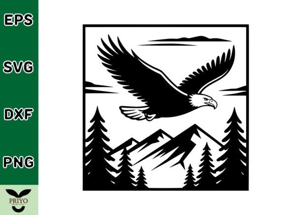 Eagle Flying Over Mountains: A Graphic Review for Crafts
