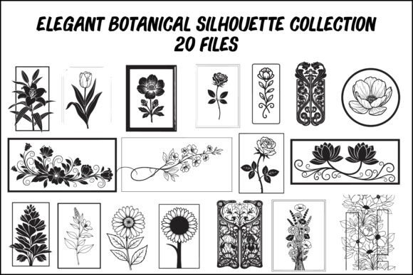 Elegant Botanical Silhouettes for Crafts and Graphics