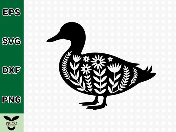 Floral Duck Silhouette: A Versatile Craft Graphics Asset