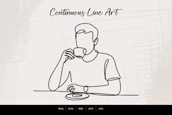 Line Art Graphics for Crafters: Man Drinking Coffee
