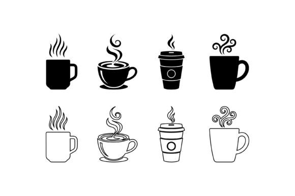 Minimal Coffee Cup Graphics for Crafts and Marketing