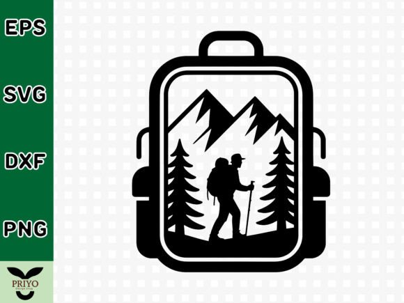 Mountain Hiking Scene Graphic: A Versatile Asset for Crafts and Branding