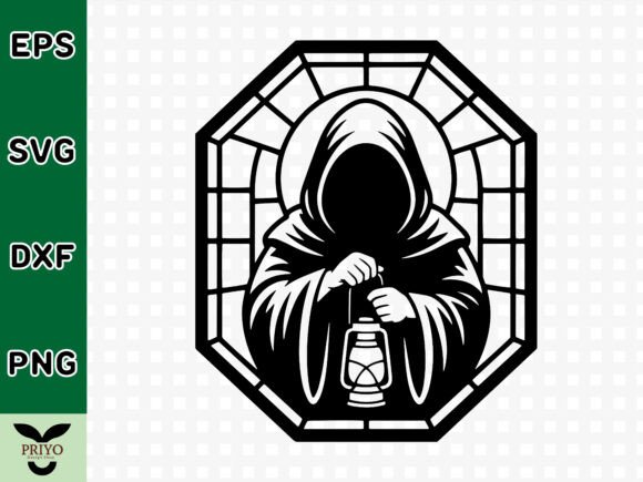 Mystical Hooded Figure: A Graphic Asset for Crafts