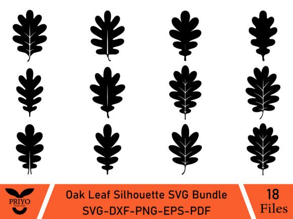 Oak Leaf Silhouette Graphics for Craft and Commercial Use