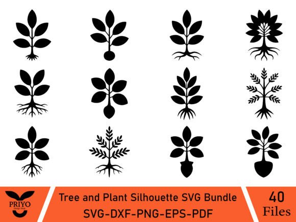 SVG Plant Silhouettes for Craft & Graphic Design